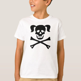 Camiseta Cráneo negro y bandera pirata del chica con las