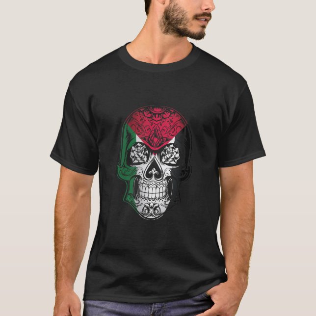 Camiseta Cráneo Palestino Y Bandera De Los Rosas (Anverso)