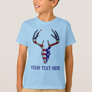 Camiseta Cráneo patriótico de la caza de los ciervos