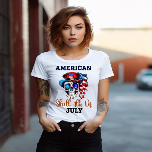 Camiseta Cráneo patriótico en elegantes Gorras y gafas (Subido por el creador)