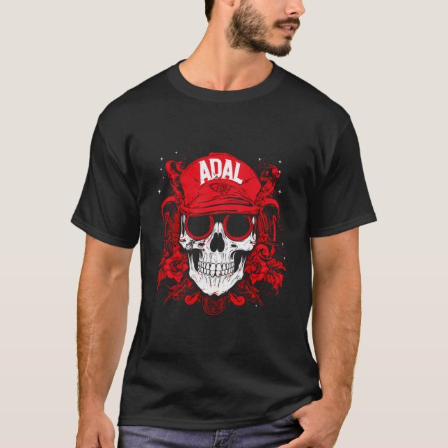 Camiseta Cráneo Personalizado De Elementos Con Nombre Adal (Anverso)