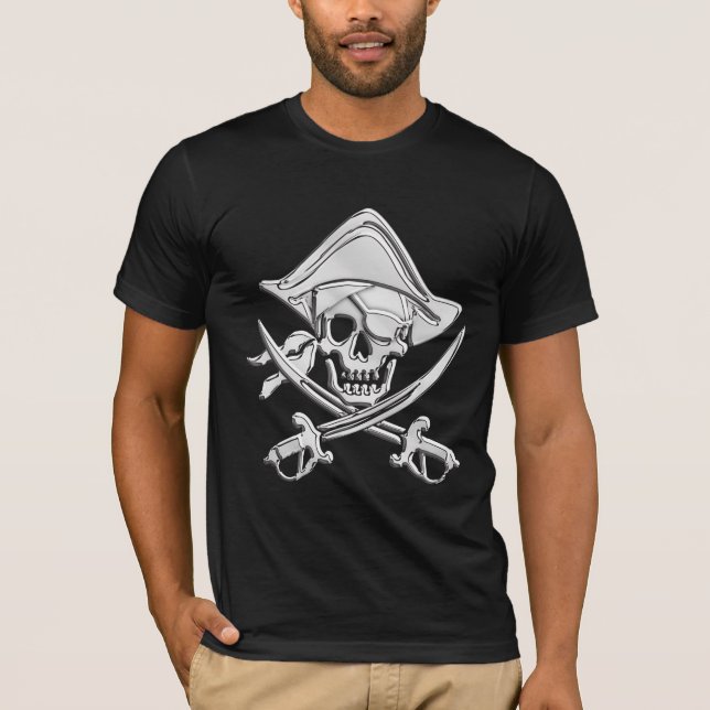 Camiseta Cráneo pirata cromado (Anverso)