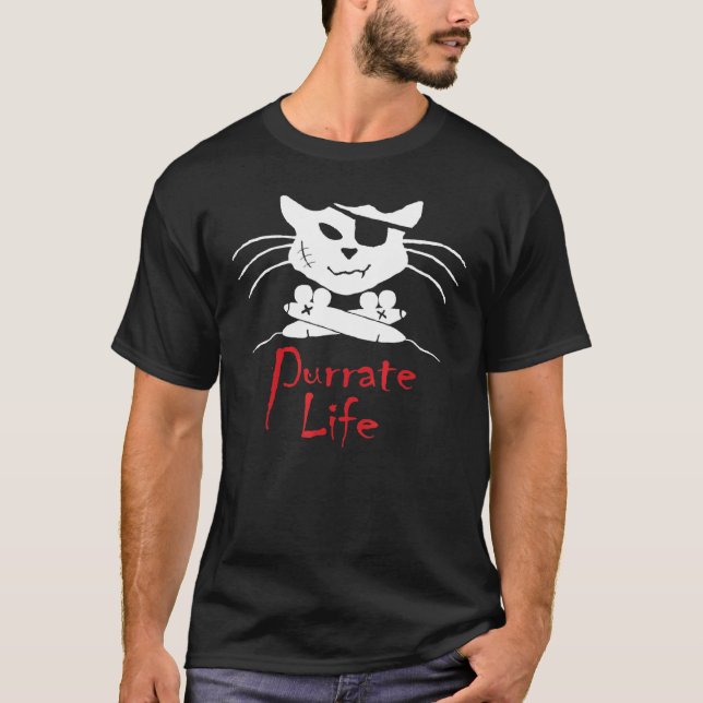 Camiseta Cráneo Pirata De Gatos Y Crossbone De Ratón Purrat (Anverso)