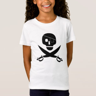 Camiseta Cráneo pirata negro con parche ocular y espadas cr