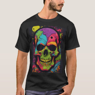 Camiseta Cráneo Psicodélico Vibrante y Edgy