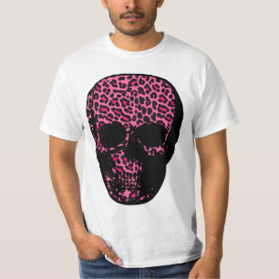 Camiseta Cráneo punky del estampado leopardo del rosa