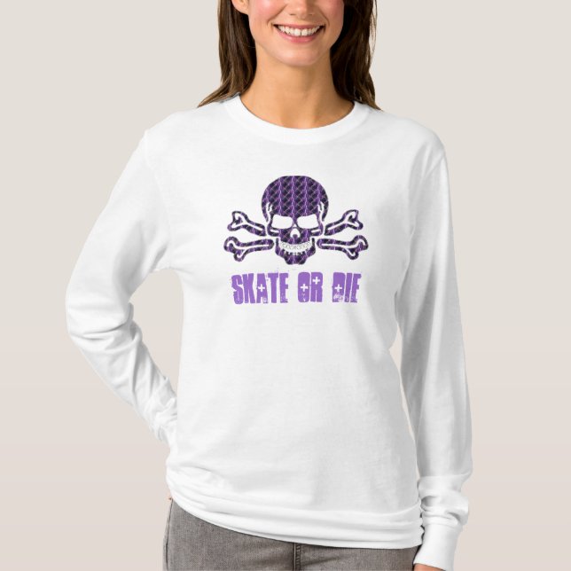 Camiseta cráneo púrpura y bandera pirata del relámpago (Anverso)