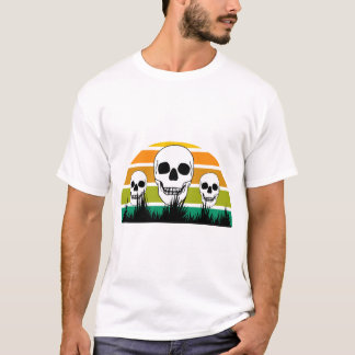 Camiseta Cráneo Retro Ophiopogon Negro Césped Gótico Jardín