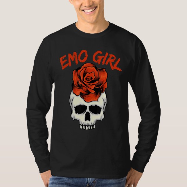 Camiseta Cráneo Rosa Chica Emo Con Gótico Emocional Rosa T (Anverso)