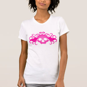 Camiseta Cráneo rosado femenino