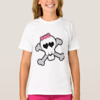 Cráneo rosado y bandera pirata con los corazones y