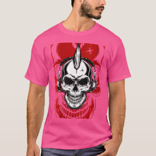 Camiseta Cráneo Steampunk De Mujeres Con Auriculares Ciber