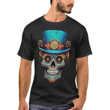 Cráneo Steampunk Día de Muertos Hombres Negro
