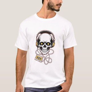 Camiseta Cráneo Tribal de los 90 con Auriculares – V de Alt