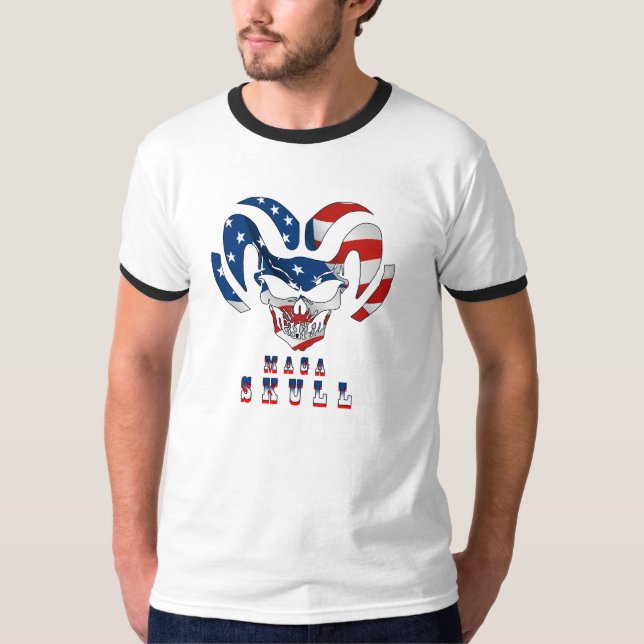 Camiseta Cráneo Ultra Maga | Ringer masculino (Anverso)