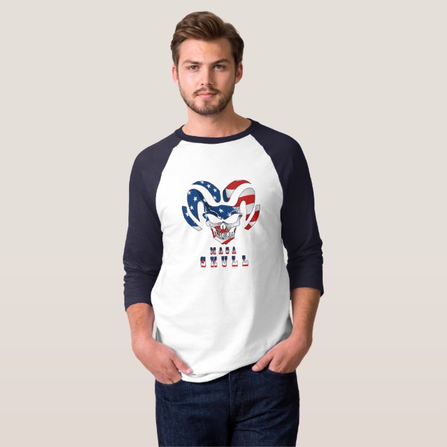 Camiseta Cráneo Ultra Maga | Sleeve Raglan básica 3/4 para  (Anverso completo)