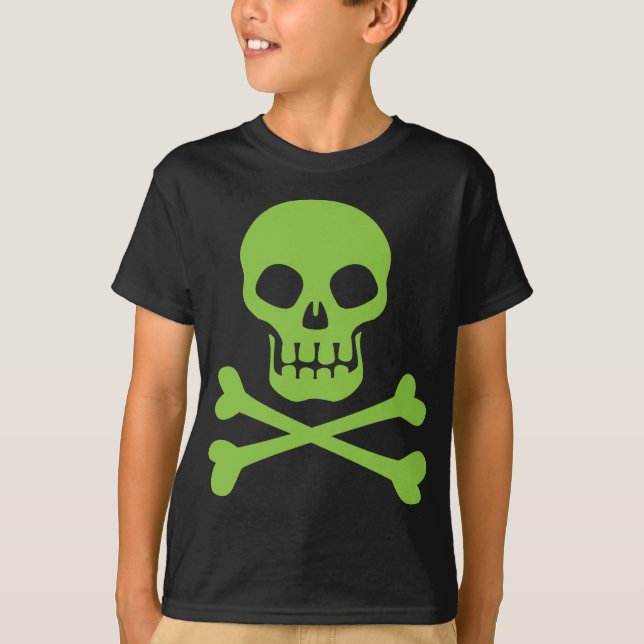 Camiseta Cráneo verde y bandera pirata (Anverso)