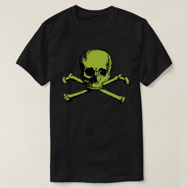 Camiseta Cráneo Verde Y Hueso (Diseño del anverso)