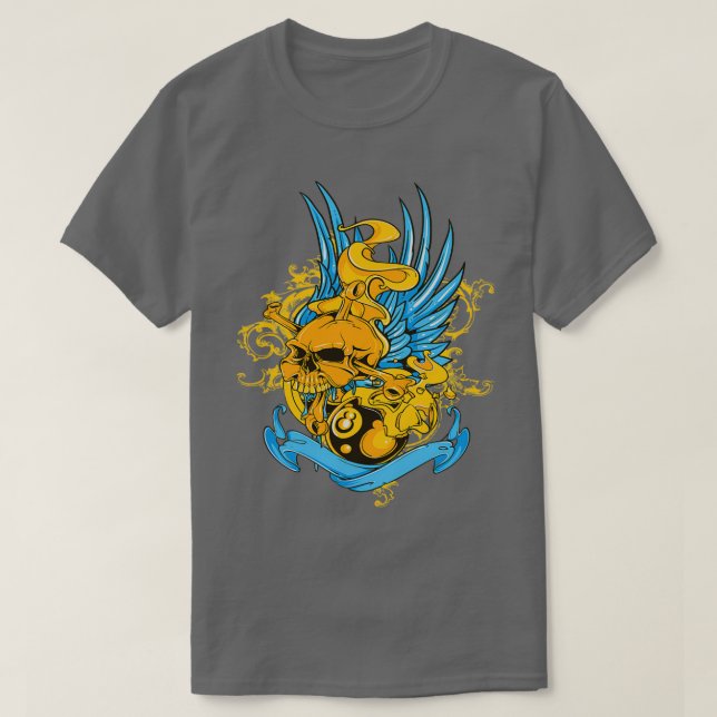 Camiseta cráneo y avivamiento de billares (Diseño del anverso)