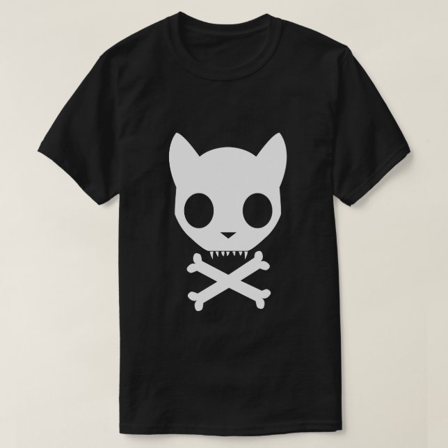 Camiseta Cráneo y bandera pirata del gato (Diseño del anverso)