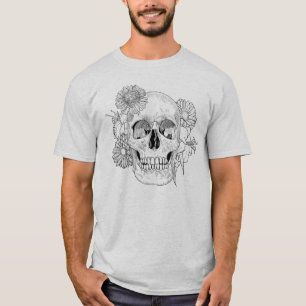 Camiseta Cráneo y flores inspirados