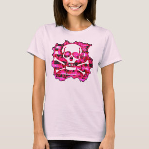 Camiseta Cráneo y huesos rosados de Emo