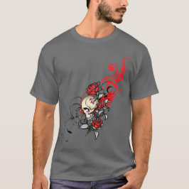 Camiseta Cráneo y rosas rojos