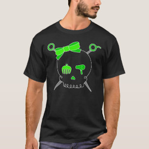 Camiseta Cráneo y tijeras accesorios (verde lima) del pelo