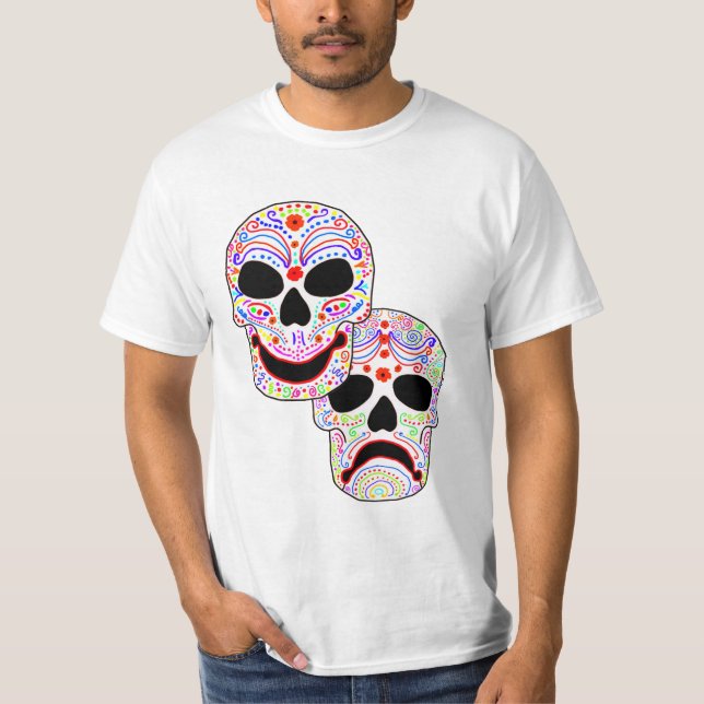 Camiseta Cráneos de la Comedia-Tragedia de Halloween DOTD (Anverso)