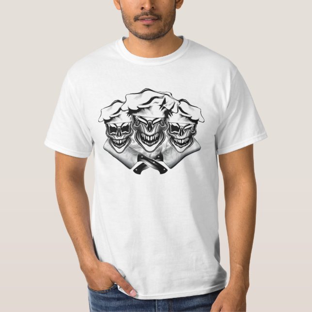 Camiseta Cráneos de risa del cocinero (Anverso)