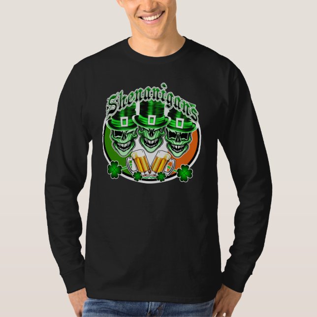 Camiseta Cráneos irlandeses de risa del Leprechaun: (Anverso)