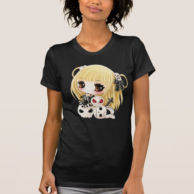 Camiseta Cráneos lindos del chica y del kawaii del chibi (Anverso)