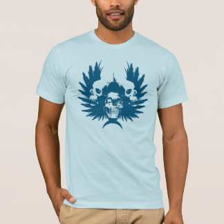 Camiseta Cráneos y ala - azul