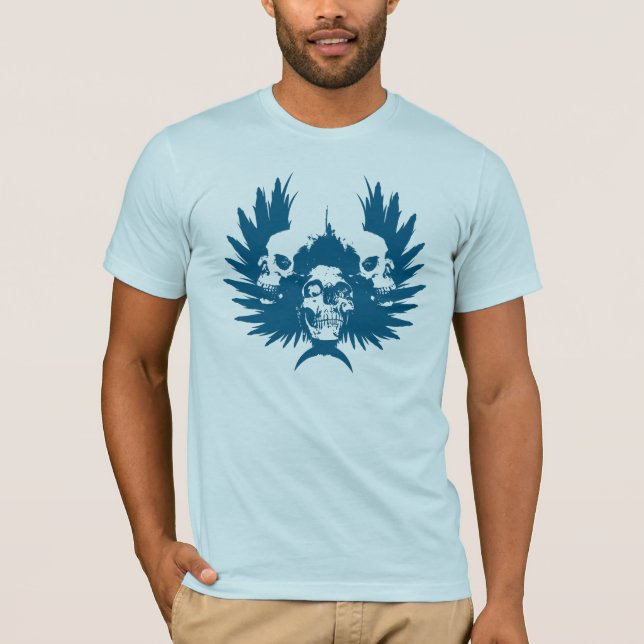 Camiseta Cráneos y ala - azul (Anverso)