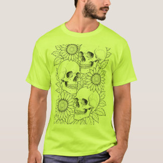 Camiseta cráneos y girasoles