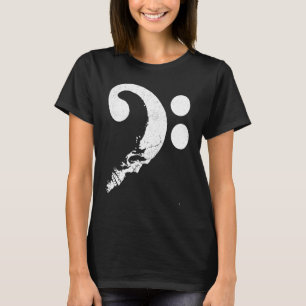 Camiseta Cranio en forma de Bass Clef Battend Guitarista Mu