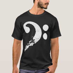 Camiseta Cranio en forma de Bass Clef Battend Guitarista Mu