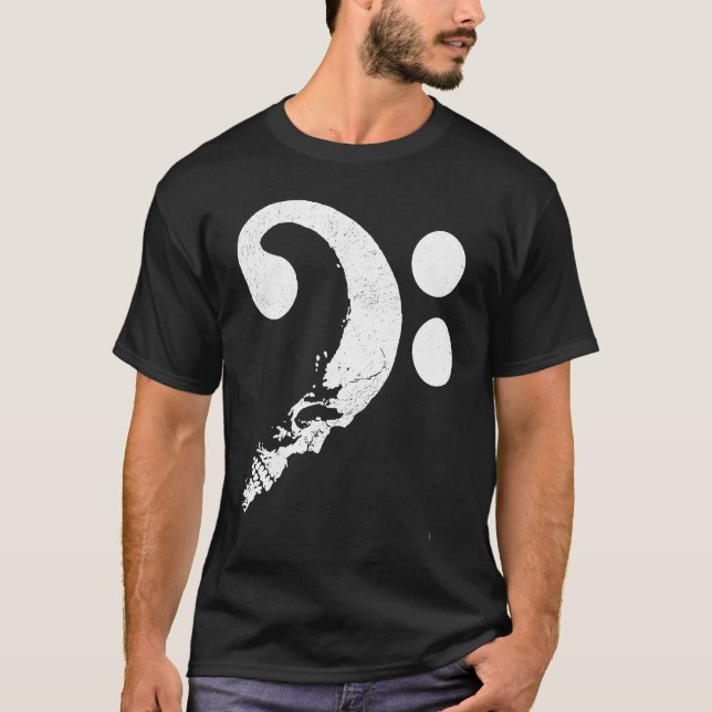 Camiseta Cranium in Shape of Bass Clef Bassist Guitarist Mu (Anverso)