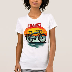 Camiseta Cranky Biker Tee: Viejo atardecer y bicicleta sin 