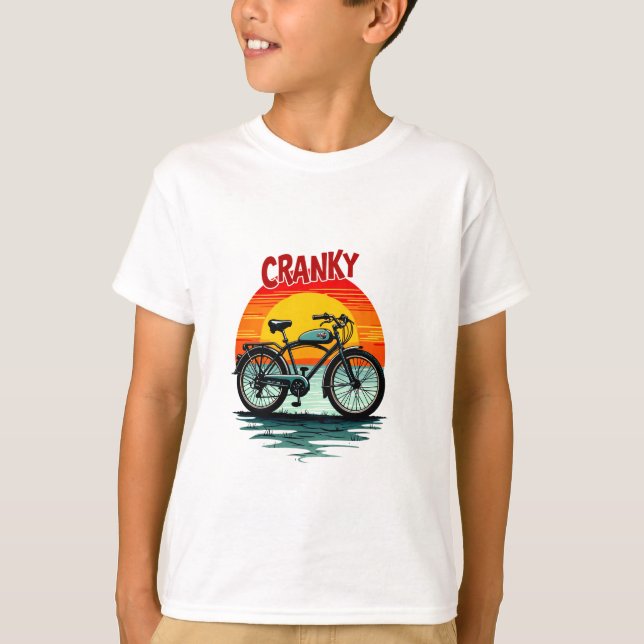 Camiseta Cranky Biker Tee: Viejo atardecer y bicicleta sin  (Anverso)