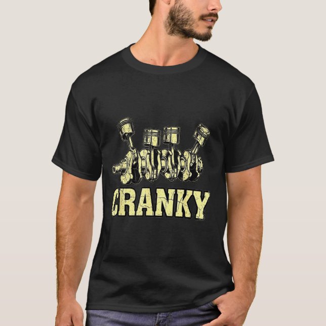 Camiseta Cranky Car Engine Crankshaft Fathers Day Dad Men H (Anverso)