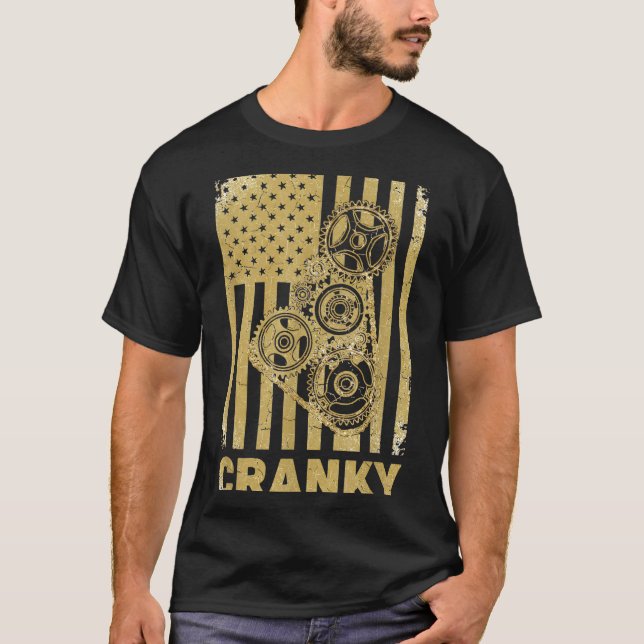 Camiseta Cranky Car Engine Crankshaft Lover Mechanics Fathe (Anverso)