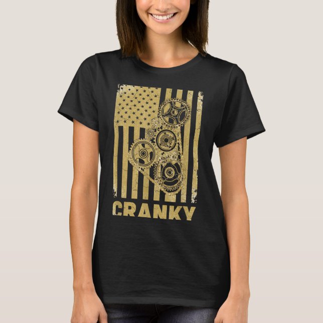 Camiseta Cranky Car Engine Crankshaft Lover Mechanics Fathe (Anverso)