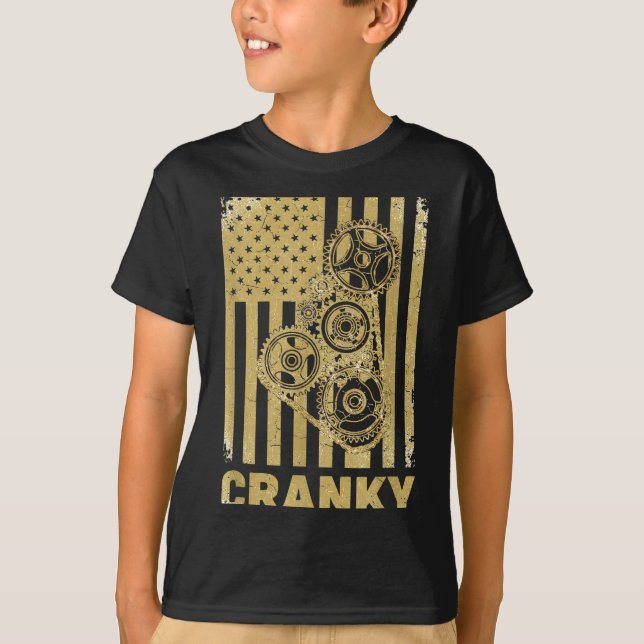 Camiseta Cranky Car Engine Crankshaft Lover Mechanics Fathe (Anverso)