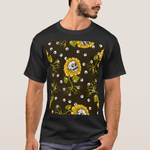 Camiseta Cránulos de girasol: Patrón único sin foco.