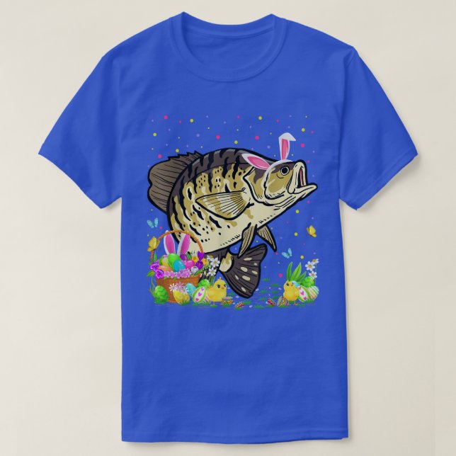 Camiseta Crappie de Pascua Pescado Bunny Egg Hung Crappie E (Diseño del anverso)