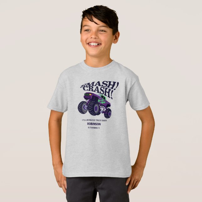 Camiseta Crash de Smash - Camión moderno de Monstruo Púrpur (Anverso completo)
