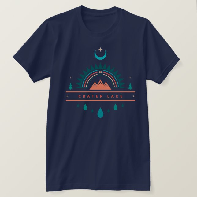 Camiseta cráter lake boho luna arco iris (Anverso del diseño)