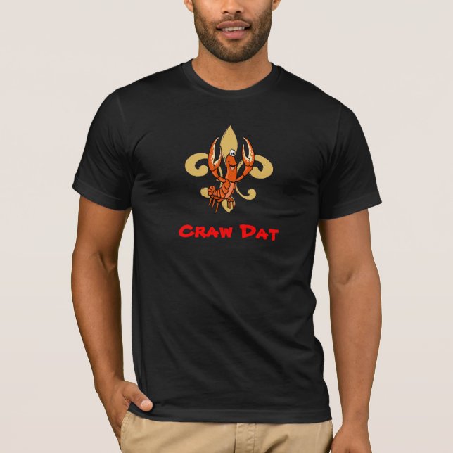 Camiseta ¡Craw Dat! Fleur de Lis, Crawfish Kick Dat (Anverso)