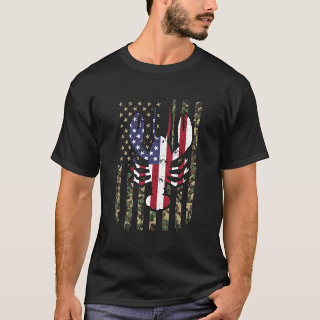Camiseta Crawfish American Flag Camo 4Th Of July Patriotic  (Anverso)